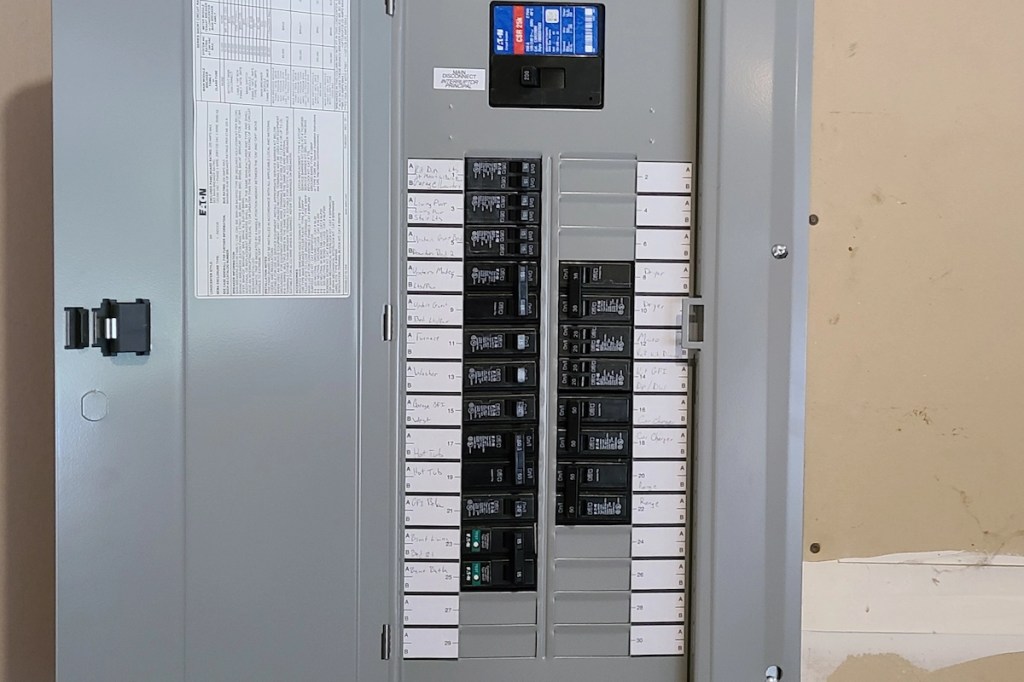 Newly installed 200-amp residential electrical panel
